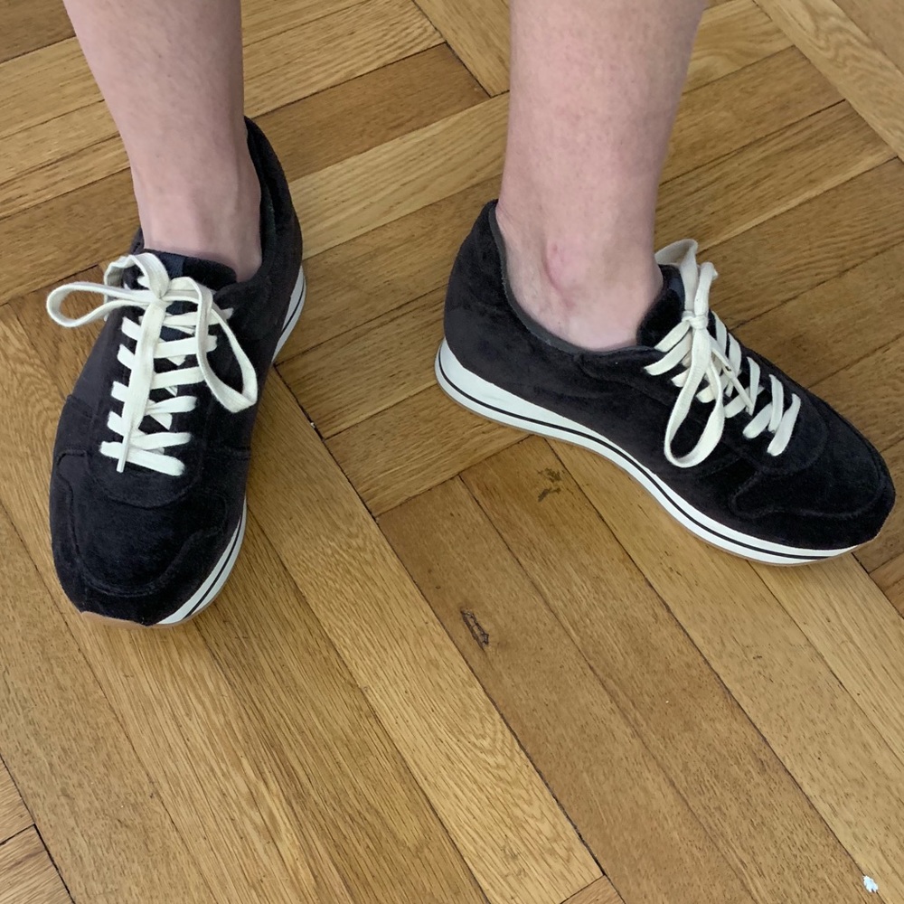 Zara Platform Velvet Sneakers